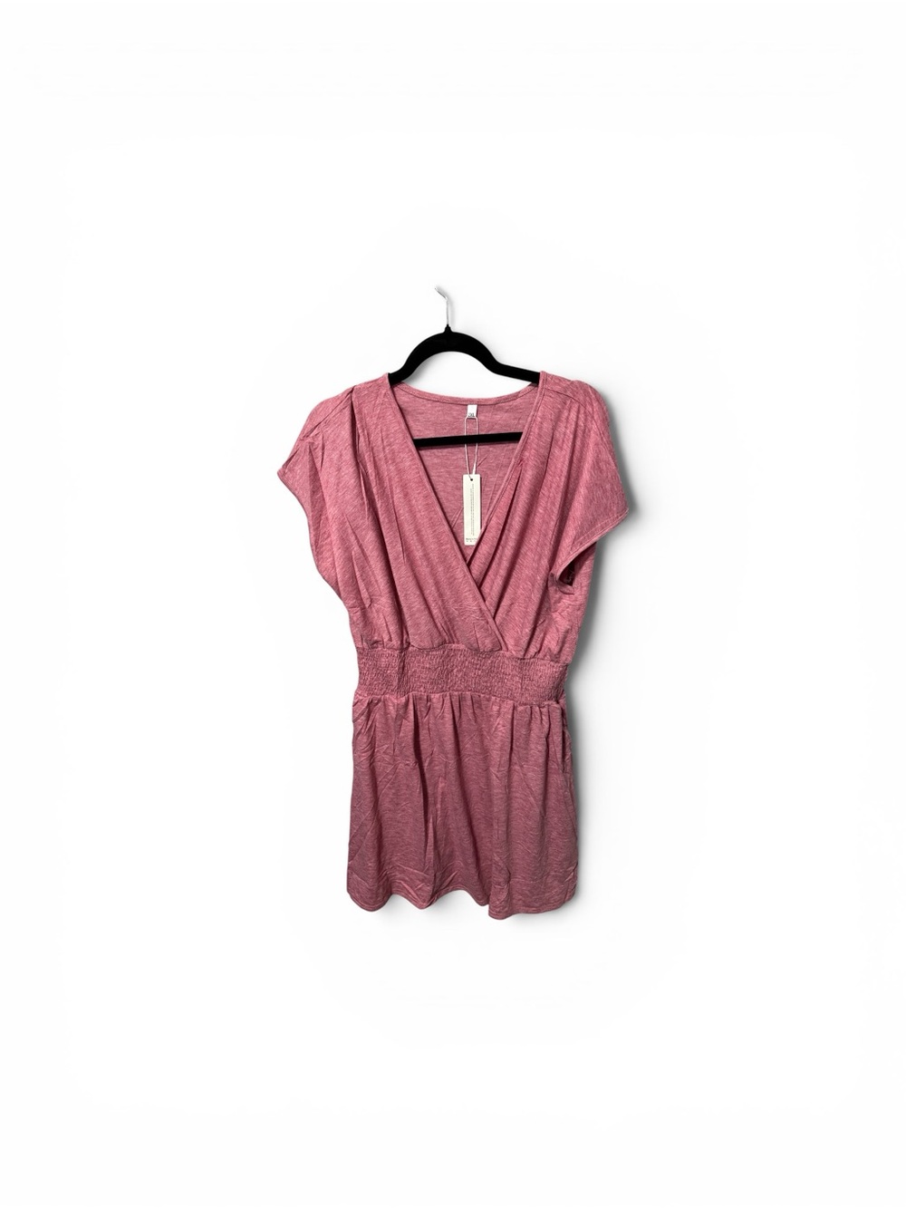 Women’s Pink Surplice Mini Dress with Smocked Waist